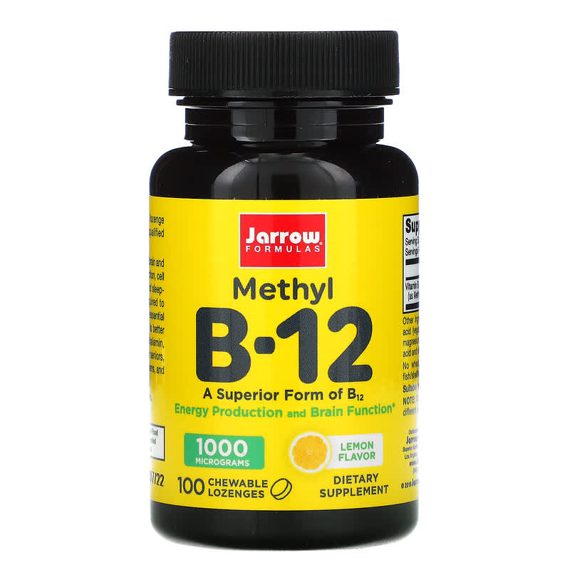 Jarrow Formulas Methyl B-12 Lemon 1,000 mcg 100 Chewable Lozenges 790011180012