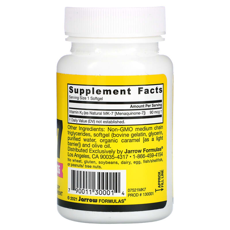 Jarrow Formulas, MK-7, 90 mcg, 60 Softgels 790011300014