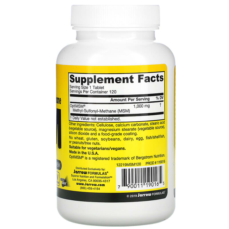Jarrow Formulas, MSM, 1,000 mg, 120 Tablets 790011190165