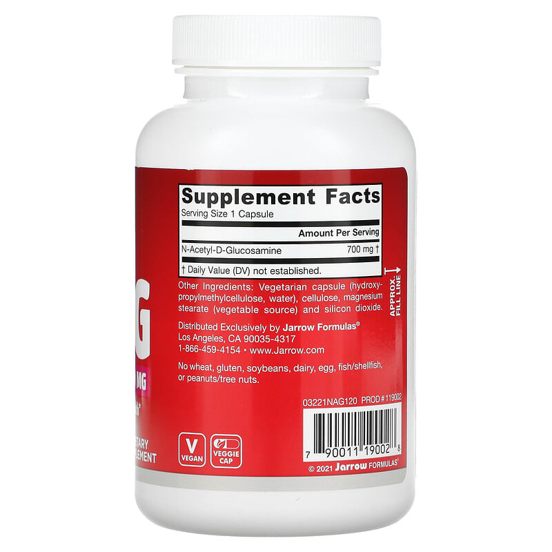 Jarrow Formulas, N-A-G, 700 mg, 120 Veggie Caps 790011190028