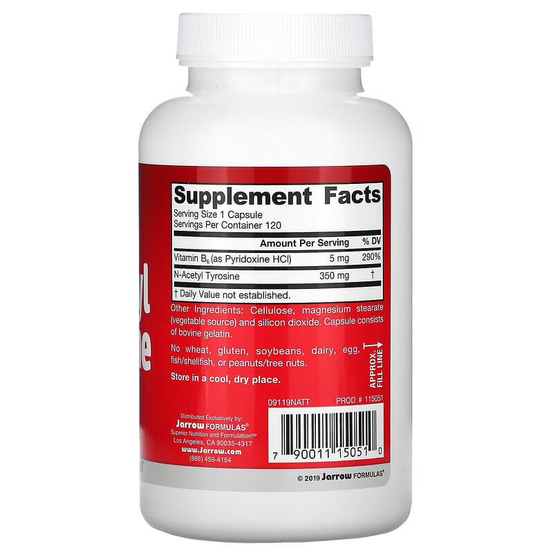 Jarrow Formulas, N-Acetyl Tyrosine, 350 mg, 120 Capsules 790011150510