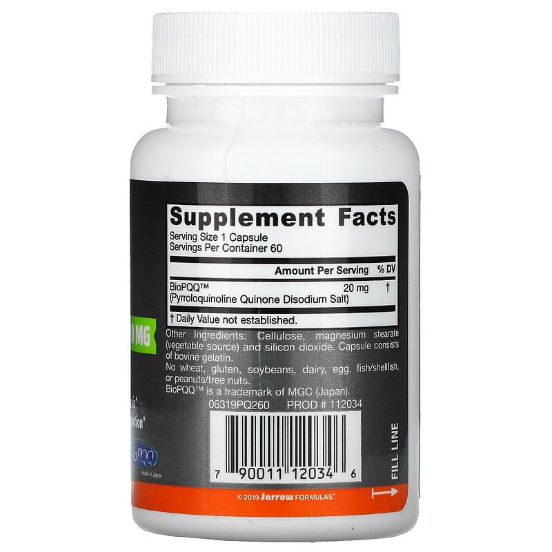 Jarrow Formulas, PQQ, 20 mg, 60 Capsules 790011120346