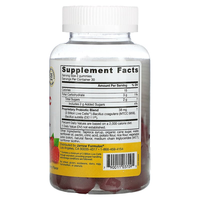 Jarrow Formulas, Probiotic Duo, Raspberry, 3 Billion, 60 Gummies 790011037095