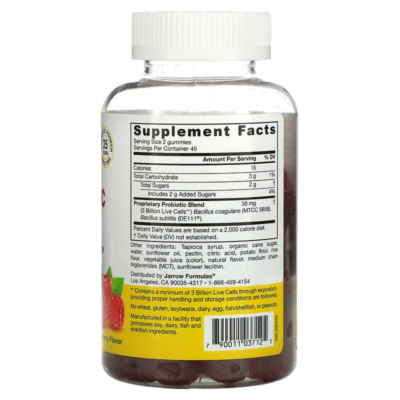 Jarrow Formulas, Probiotic Duo, Raspberry, 3 Billion, 90 Gummies 790011037125