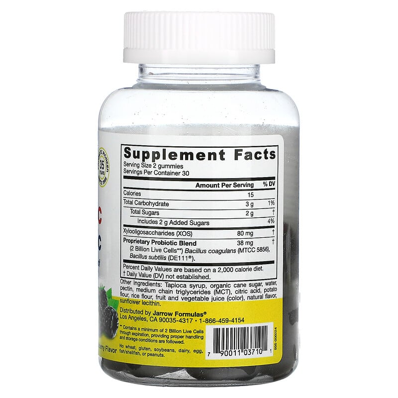Jarrow Formulas, Probiotic + Prebiotic, Blackberry, 2 Billion, 60 Gummies 790011037101