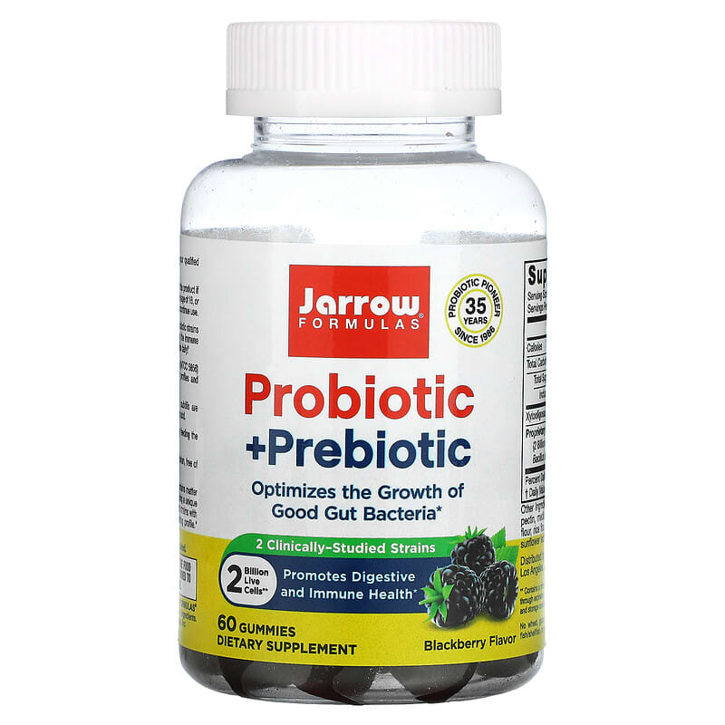 Jarrow Formulas Probiotic + Prebiotic Blackberry 2 Billion 60 Gummies 790011037101