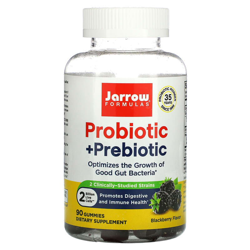 Jarrow Formulas Probiotic + Prebiotic Blackberry 2 Billion 90 Gummies 790011037132