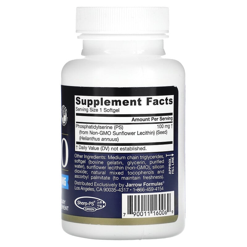 Jarrow Formulas, PS100, Phosphatidylserine, 100 mg, 60 Softgels 790011160069