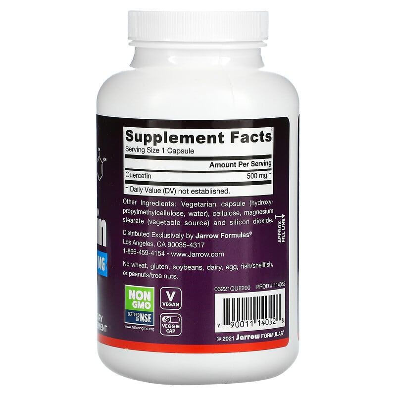 Jarrow Formulas, Quercetin, 500 mg, 200 Veggie Caps 790011140528