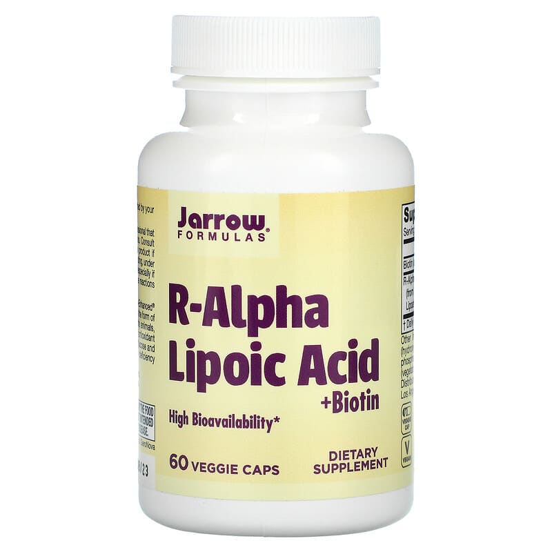 Jarrow Formulas R-Alpha Lipoic Acid + Biotin 60 Veggie Caps 790011200390