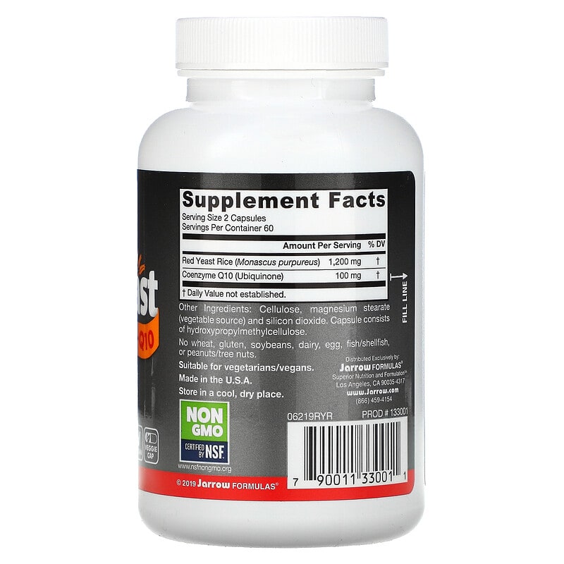 Jarrow Formulas, Red Yeast Rice + Co-Q10, 120 Veggie Caps 790011330011