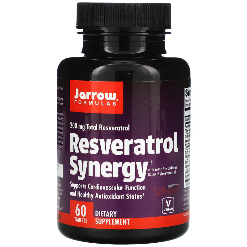 Jarrow Formulas Resveratrol Synergy 200 mg Total Resveratrol 60 Tablets 790011140832