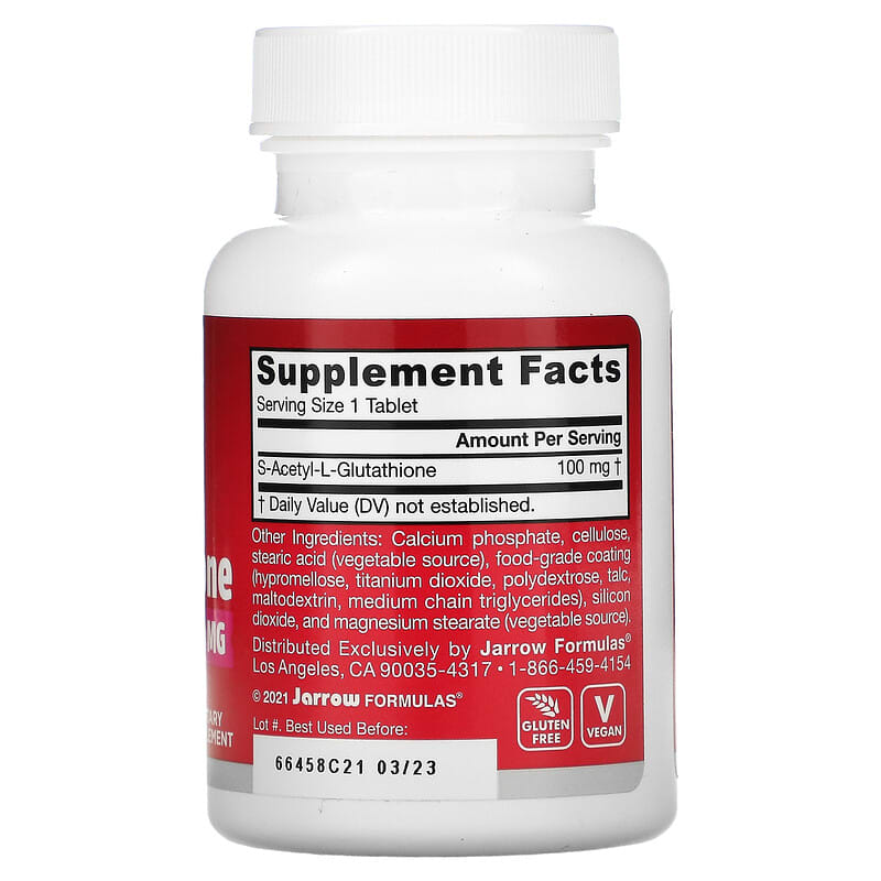 Jarrow Formulas, S-Acetyl L-Glutathione, 100 mg, 60 Tablets 790011150695