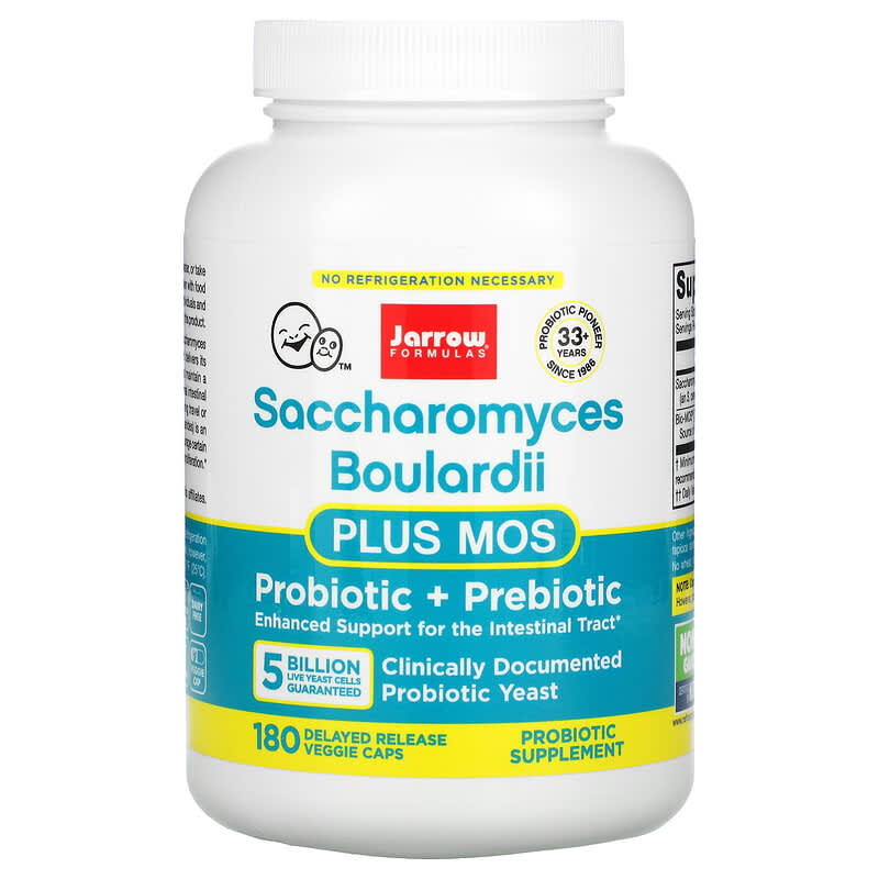 Jarrow Formulas Saccharomyces Boulardii Plus MOS 5 Billion 180 Delayed Release Veggie Caps 790011030294