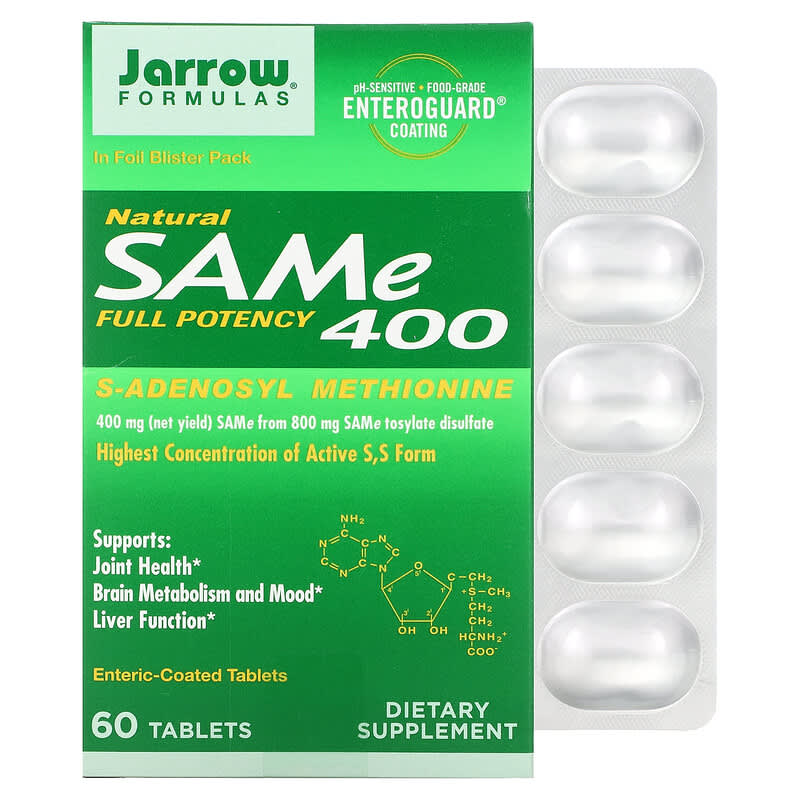 Jarrow Formulas SAMe (Disulfate Tosylate) 400 mg 60 Enteric Coated Tablets 790011200420
