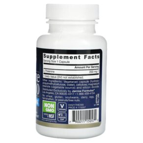 Jarrow Formulas, Theanine 200, 200 mg, 60 Veggie Caps 790011150572