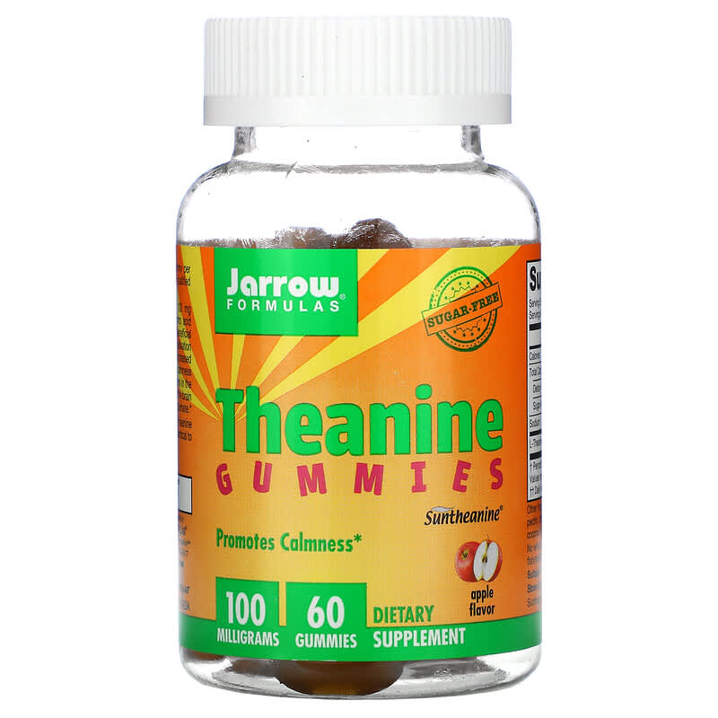 Jarrow Formulas Theanine Gummies Sugar Free Apple Flavor 100 mg 60 Gummies 790011320081