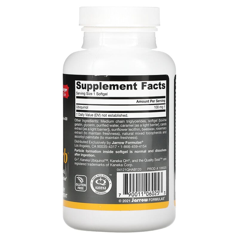 Jarrow Formulas, Ubiquinol, QH-Absorb, 100 mg, 120 Softgels 790011060253