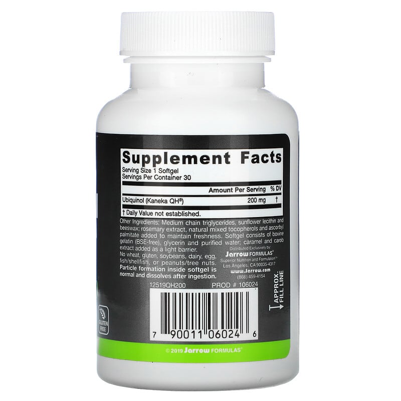 Jarrow Formulas, Ubiquinol, QH-Absorb, 200 mg, 30 Softgels 790011060246