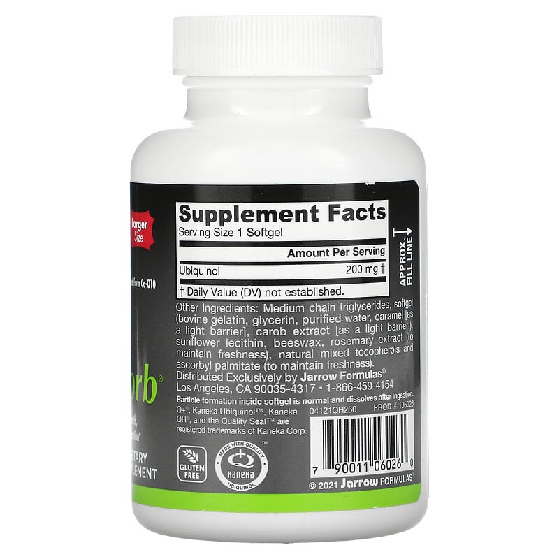 Jarrow Formulas, Ubiquinol, QH-Absorb, 200 mg, 60 Softgels 790011060260