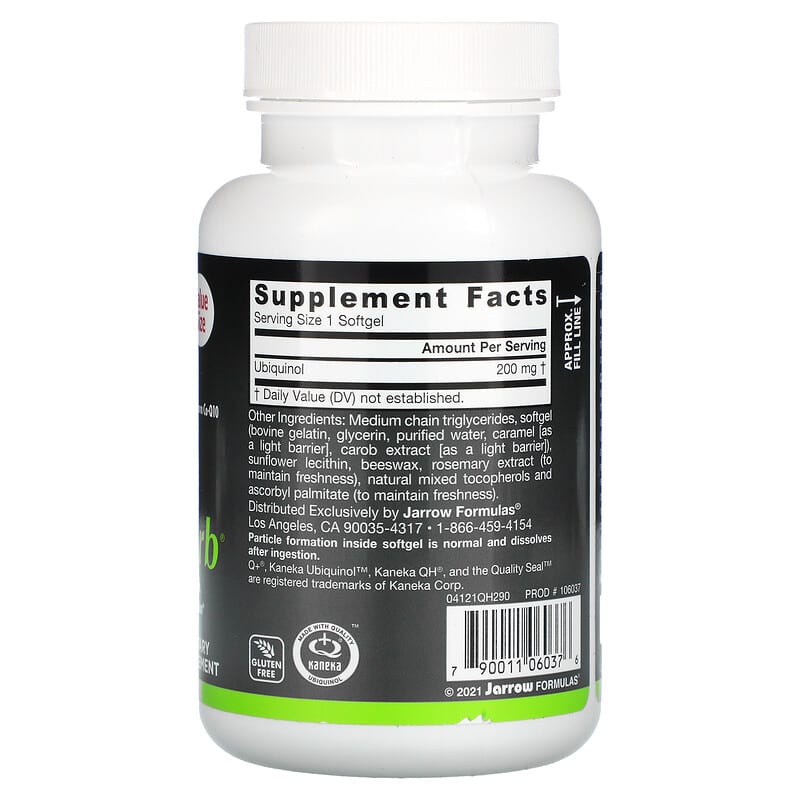 Jarrow Formulas, Ubiquinol, QH-Absorb, 200 mg, 90 Softgels 790011060376