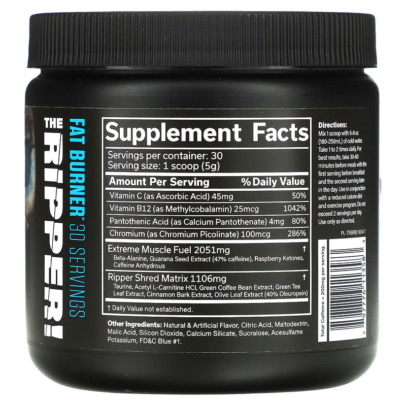 JNX Sports, The Ripper, Fat Burner, Blue Raspberry, 5.3 oz (150 g) 797776113583