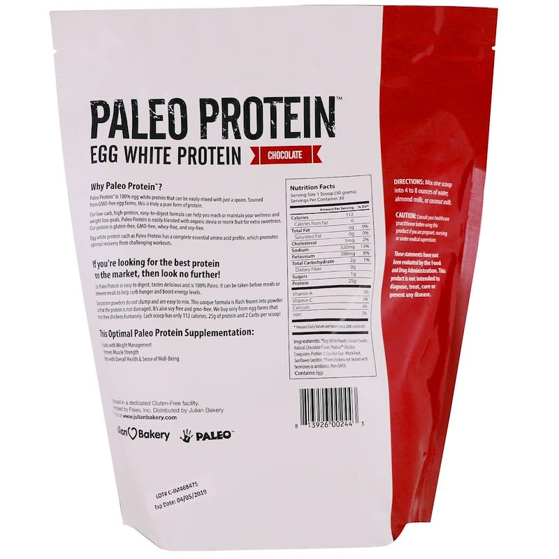 Julian Bakery, Paleo Protein, Egg White Protein, Chocolate, 2 lbs (907 g) 813926002443