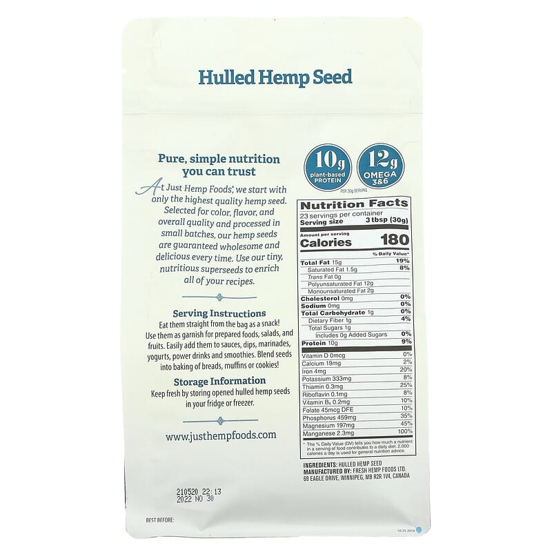 Just Hemp Foods, Hulled Hemp Seeds, 1.5 lbs (680 g) 628356221216