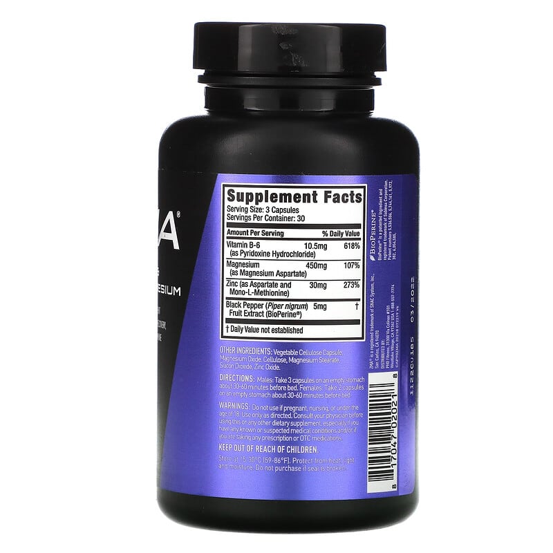 JYM Supplement Science, ZMA, Zinc & Magnesium, 90 Vegetarian Capsules 817047020218