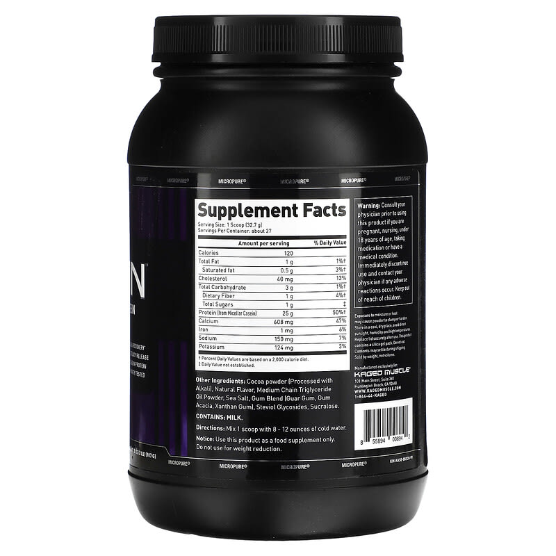 Kaged, Kasein Premium Casein Protein, Chocolate Shake, 2 lb (907 g) 855894008942
