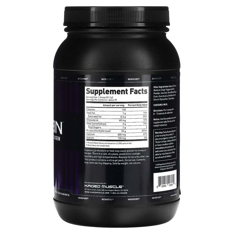 Kaged, Kasein Premium Micellar Casein, Vanilla Shake, 2 lb (907 g) 855894008959