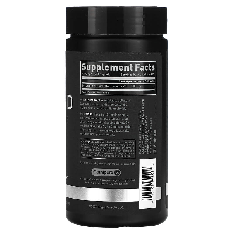 Kaged, L-Carnitine, 250 Vegetable Capsules 13189942092