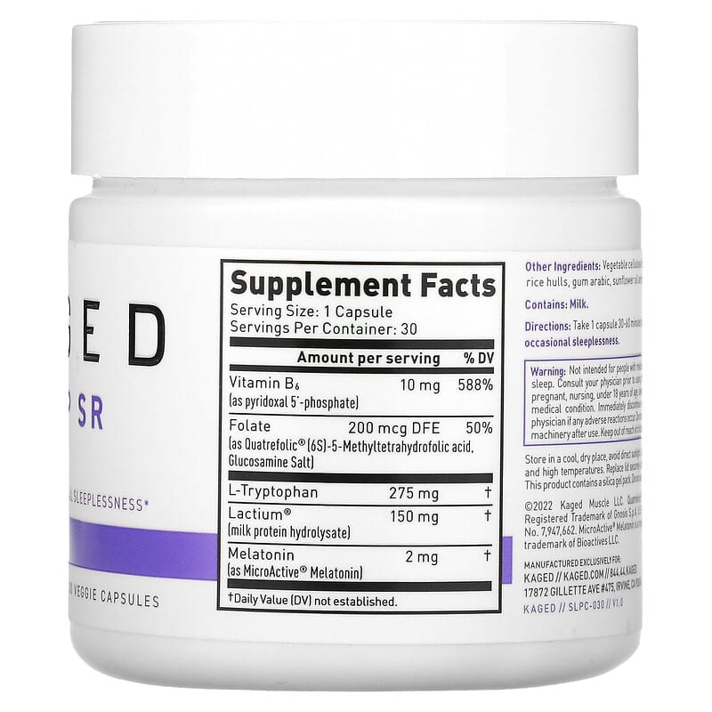 Kaged, Sleep SR, 30 Veggie Capsules 850015107320