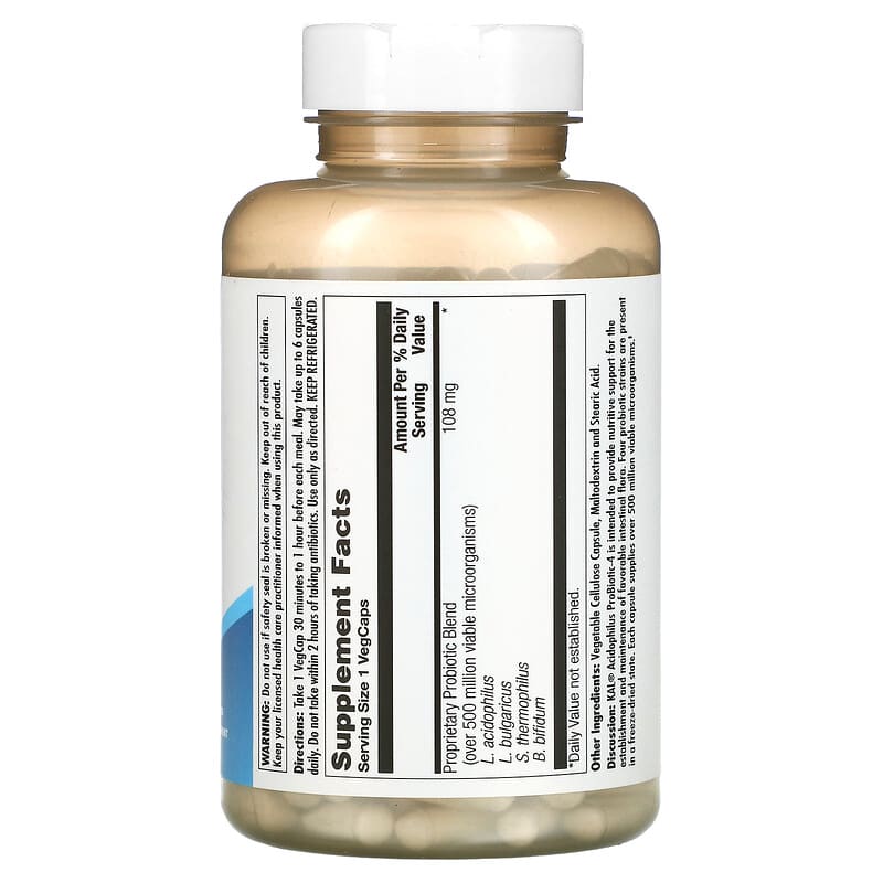 KAL, Acidophilus Probiotic-4, 250 VegCaps 21245500186
