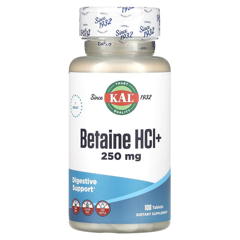 KAL Betaine HCl+ 250 mg 100 Tablets 21245102656