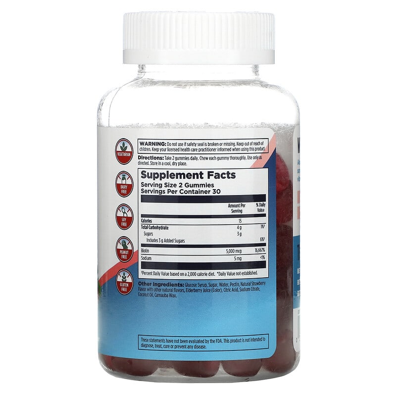 KAL, Biotin, Strawberry, 2,500 mcg, 60 Gummies 21245533498