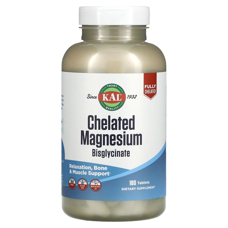 KAL Chelated Magnesium Bisglycinate 180 Tablets 21245586463