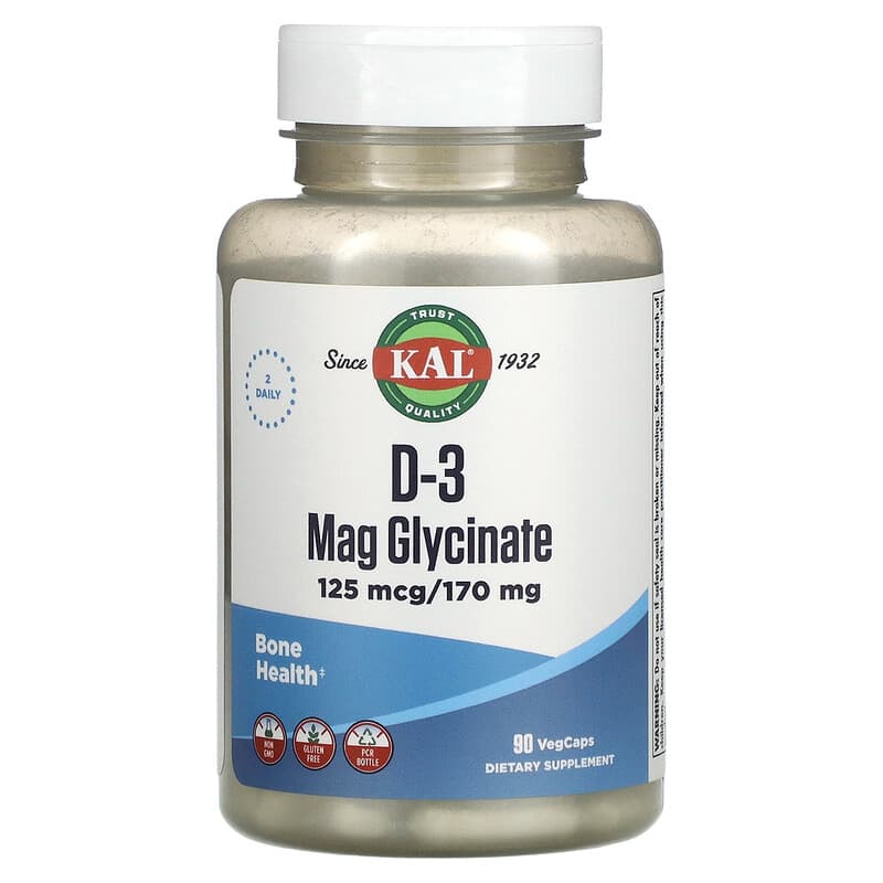 KAL D-3 Mag Glycinate 125 mcg/170 mg 90 VegCaps 21245908234
