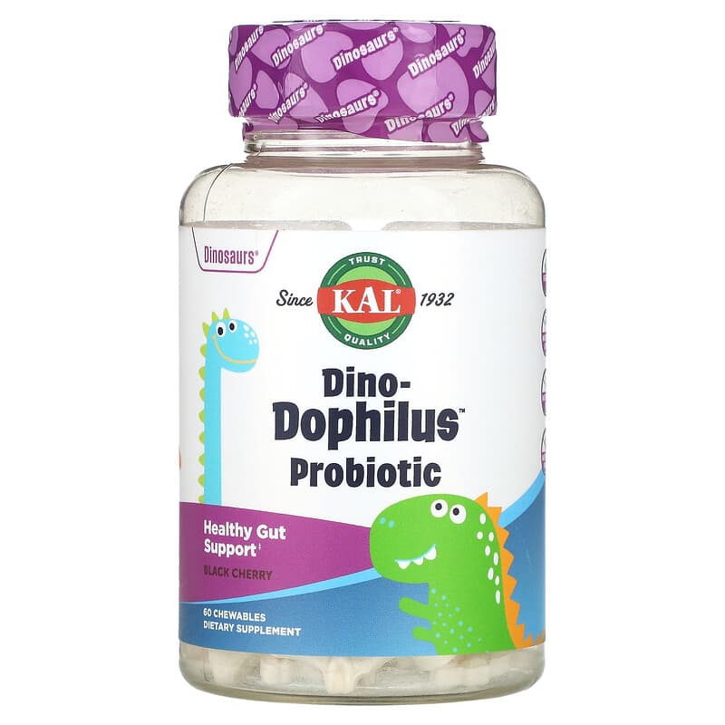KAL Dinosaurs Dino-Dophilus Probiotic Black Cherry 60 Chewables 21245502005