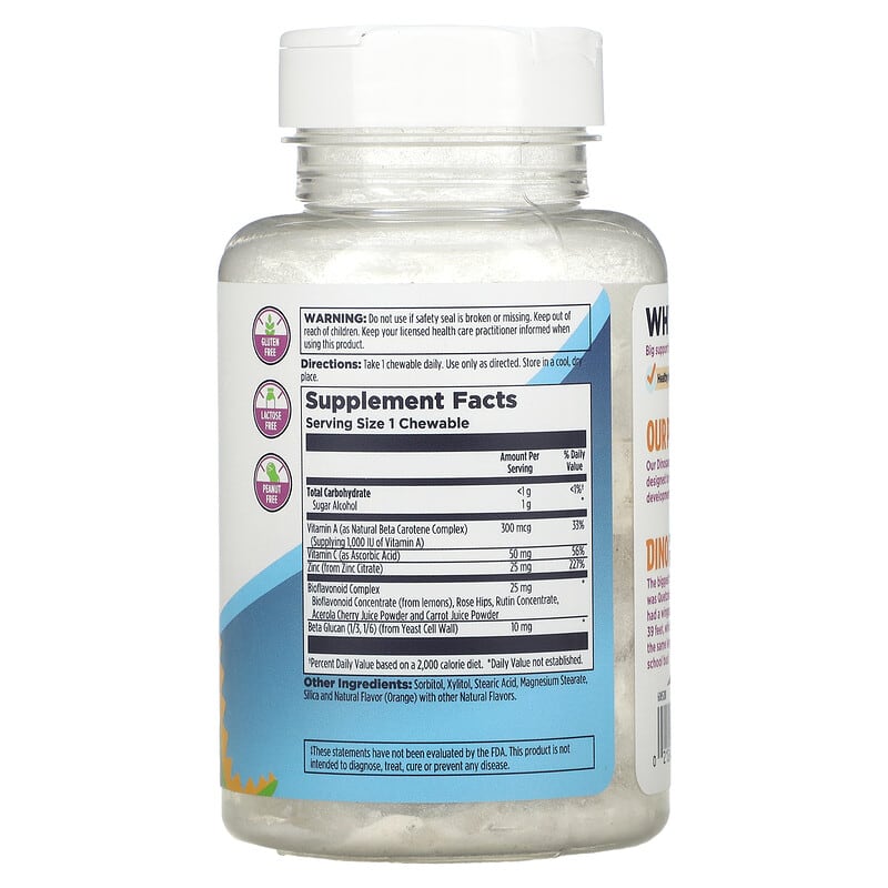 KAL, Dinosaurs, Immuno-Raptor, Orange, 60 Chewables 21245808244