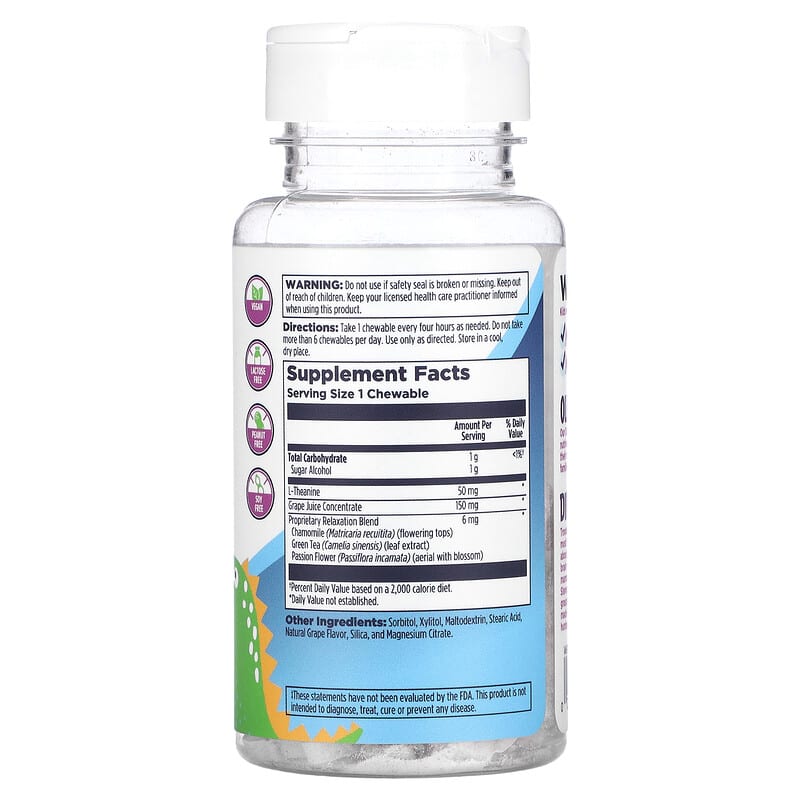 KAL, Dinosaurs, Relax-a-Saurus, Grape, 30 Chewables 21245602217