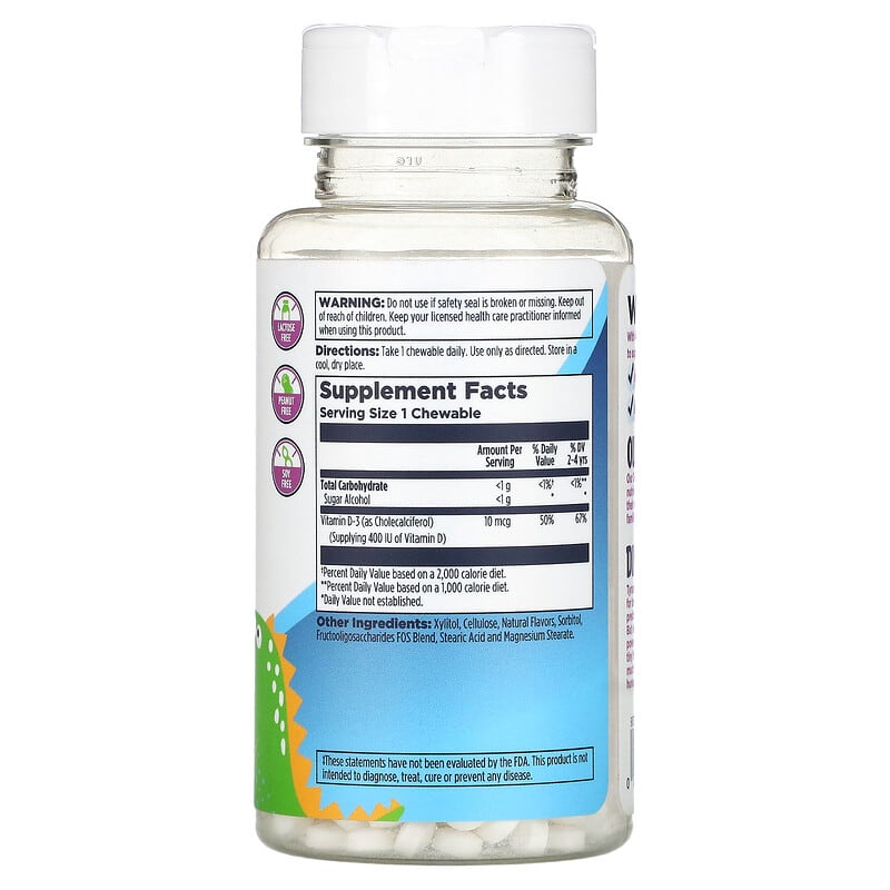 KAL, Dinosaurs, Vitamin D-Rex, Bubble Gum, 90 Chewables 21245462026