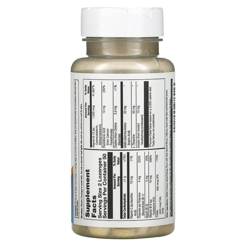 KAL, GABA L-Theanine Stress B, Mango Tangerine, 100 Lozenges 21245276913