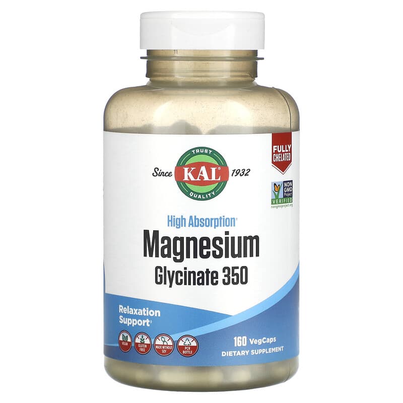 KAL High Absorption Magnesium Glycinate 350 160 VegCaps 21245390220