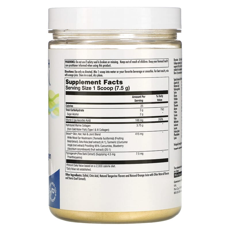 KAL, Hydrolyzed Marine Collagen, Tangerine, 3,750 mg, 10.5 oz (298 g) 21245949398
