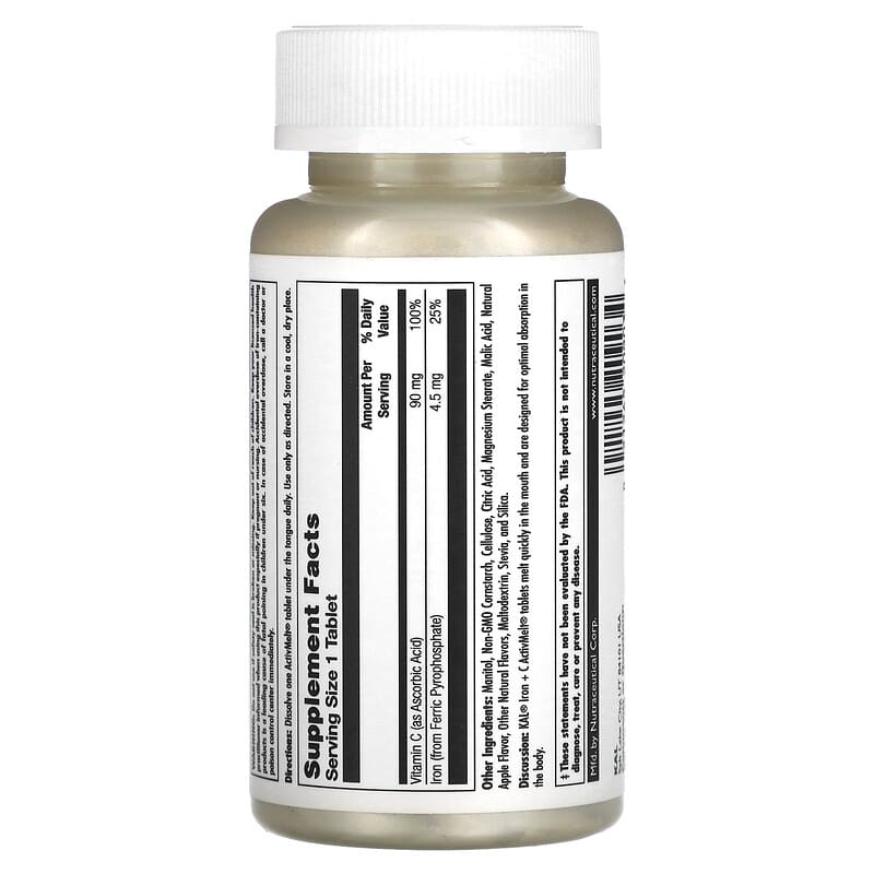 KAL, Iron + C, Apple, 90 Micro Tablets 21245209034