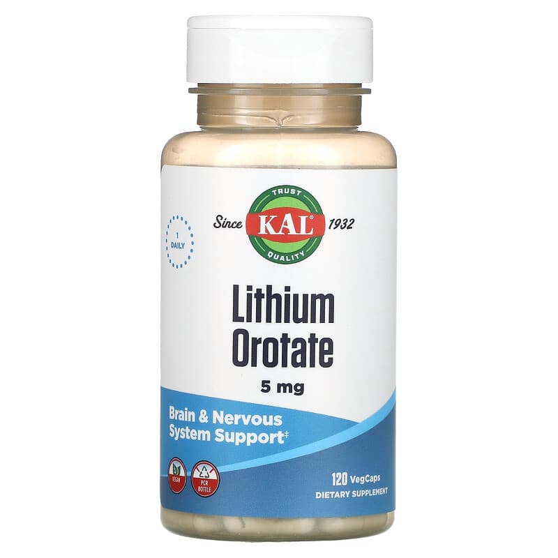 KAL Lithium Orotate 5 mg 120 VegCaps 21245863311
