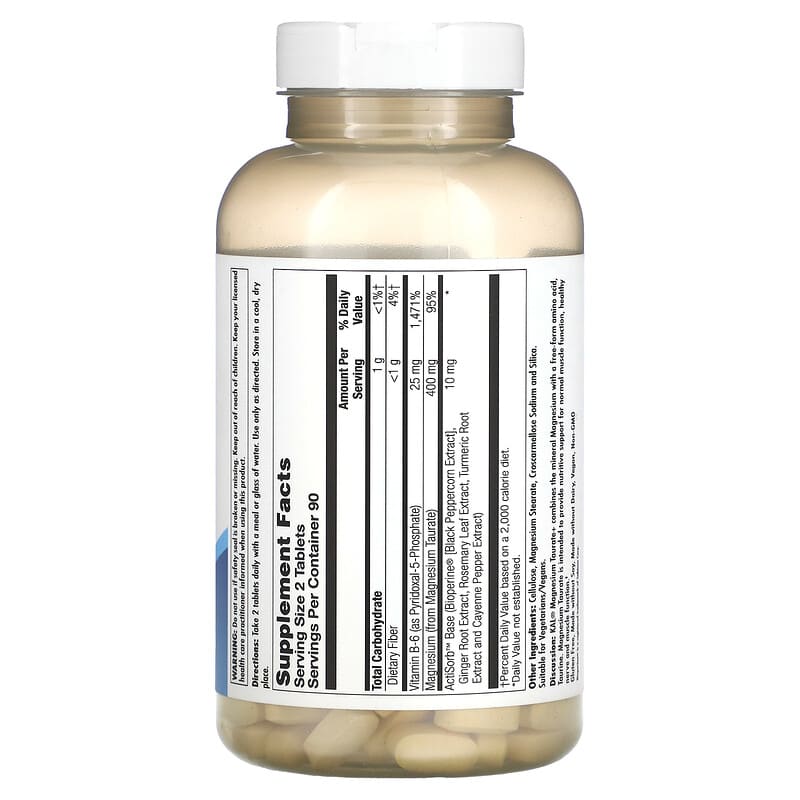 KAL, Magnesium Taurate +, 200 mg, 180 Tablets 21245618324