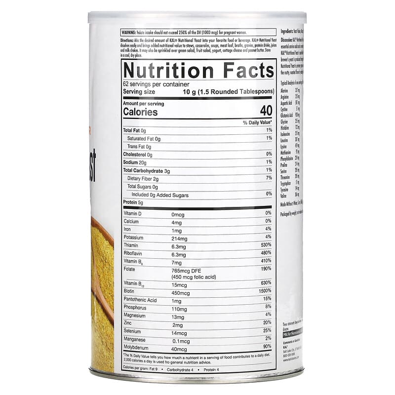 KAL, Nutritional Yeast Flakes, Wonderful Nutty, 22 oz (624 g) 21245380108