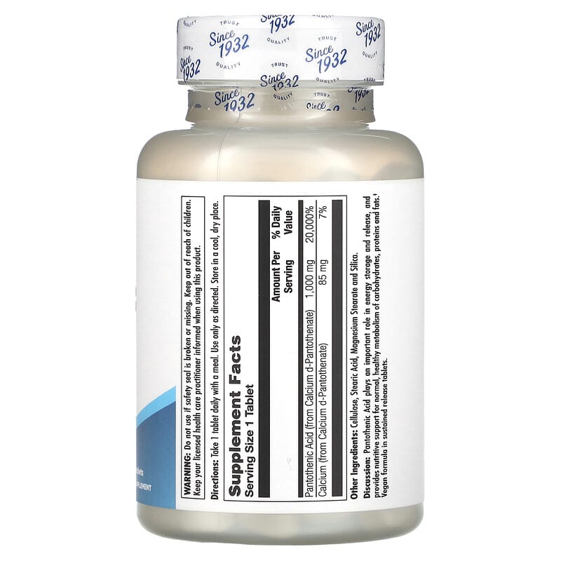 KAL, Pantothenic Acid, 1,000 mg, 100 Tablets 21245839101